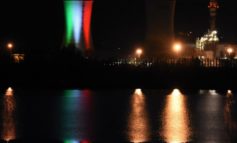 La Centrale Enel di Pietrafitta illuminata dal tricolore